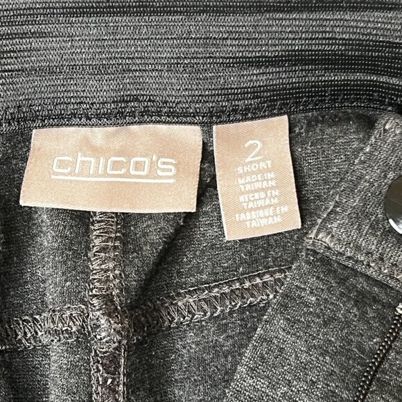 Chicos Premiere Ponte Faux Pocket Gray Pants Size 2/USM12 Short Stretch Comfort - Picture 5 of 14